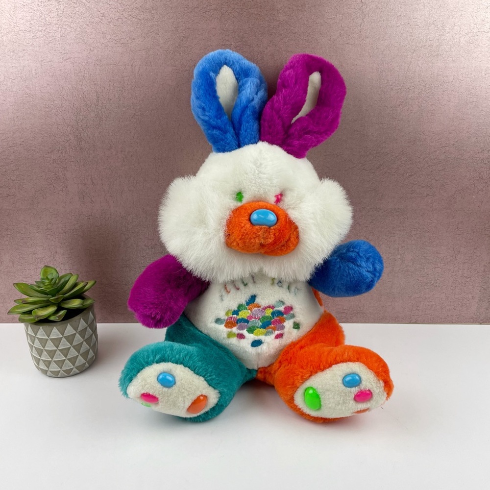 Vintage Jelly Bean Bunny Rabbit Stuffed Animal Plush Colorful